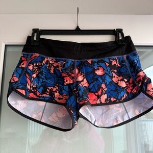 Lululemon Speed shorts, blue orange pattern, size 8